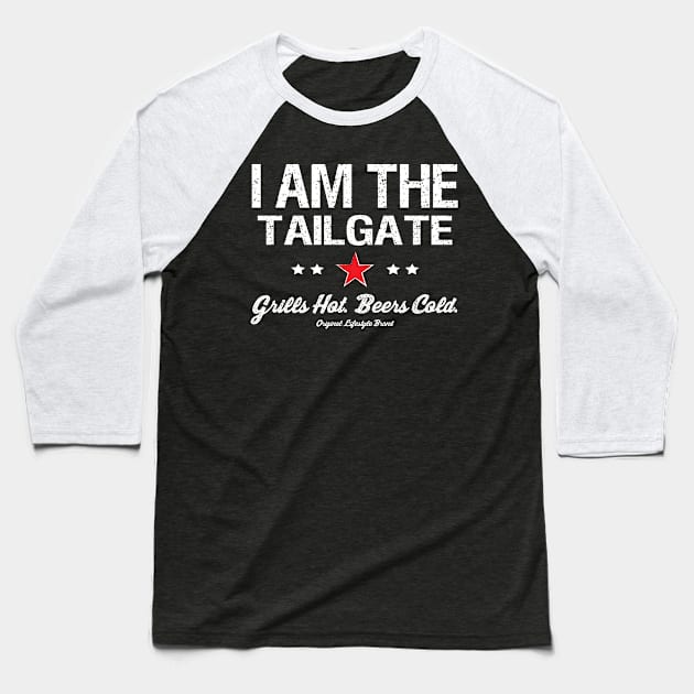 Grills Hot. Beers Cold. : I Am The Tailgate Baseball T-Shirt by FOOTBALL IS EVERYTHING